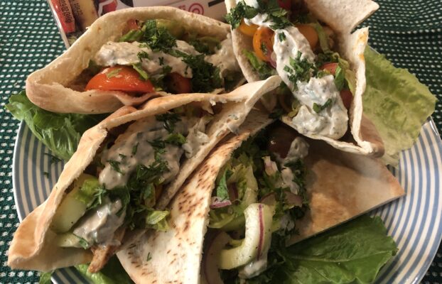 Shawarma Chicken with Tahini Yogurt Sauce