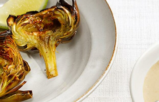 Grilled Artichoke with Spiced Tahini Dip