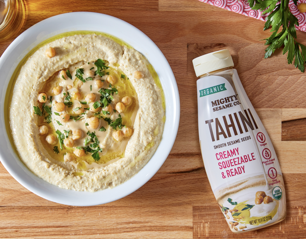 Mighty Sesame Tahini with fresh Dorot Gardens frozen herbs.