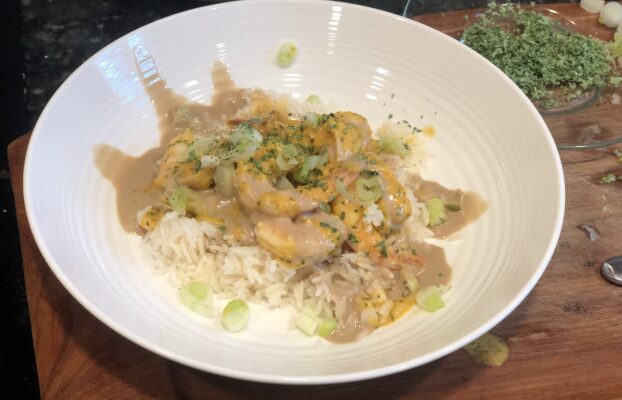 Shrimp and Rice with Tahini Lime Sauce