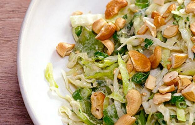 Tahini Coleslaw with Toasted Cashews