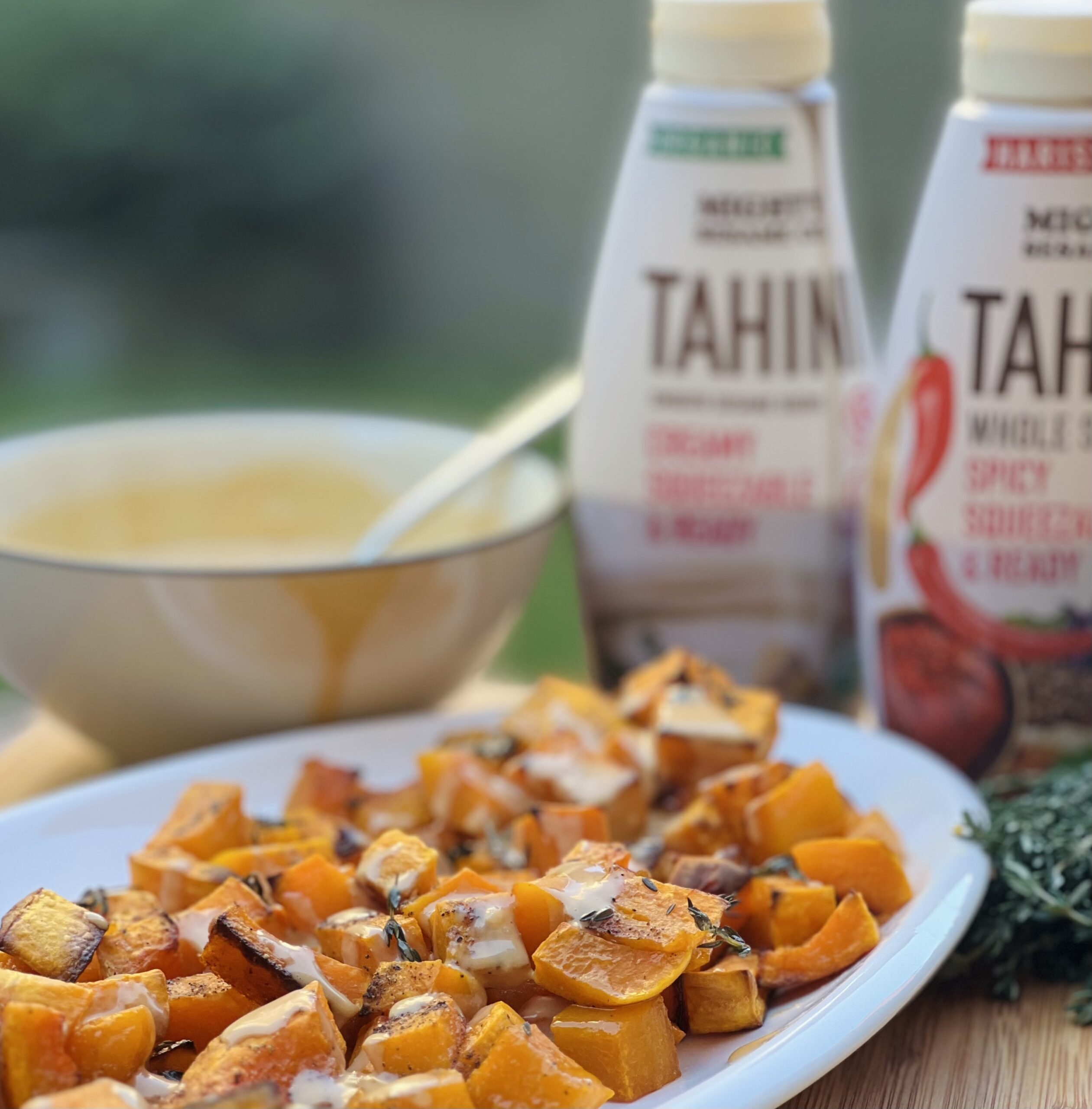 Roasted Butternut Squash with Honey Tahini Sauceby George Duran